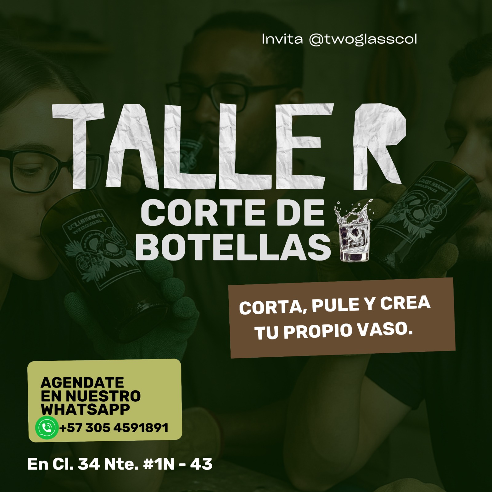taller corte botellas two glass